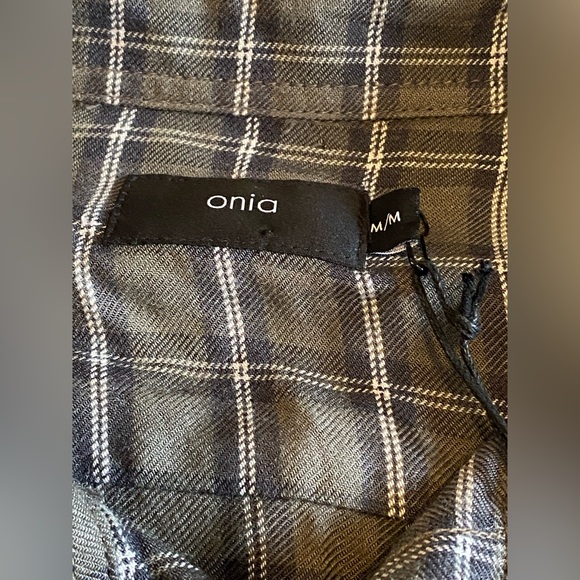 Onia men’s nwt Liam tartan plaid in charcoal. Size medium - Picture 2 of 6